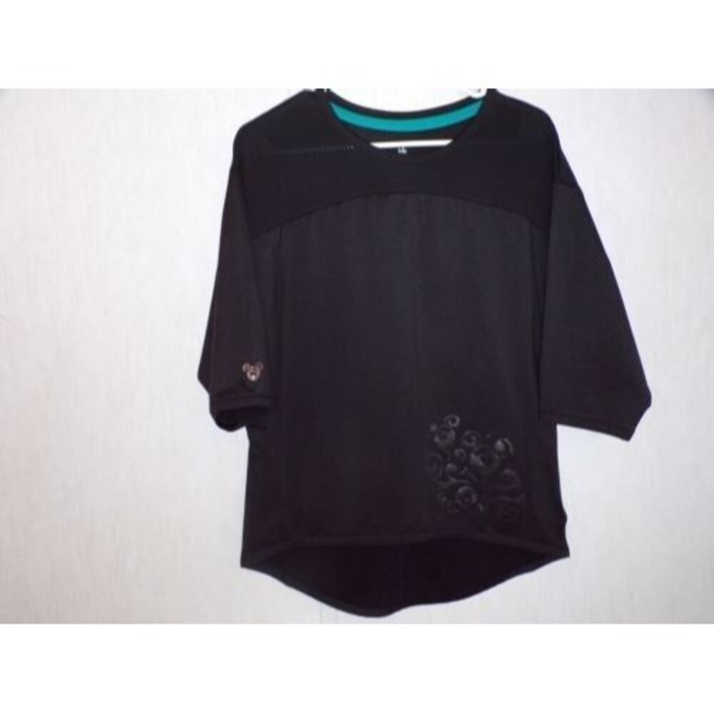 Disney Parks Womens Jersey Top Size XS/S Black Performance Mickey Mouse High Low